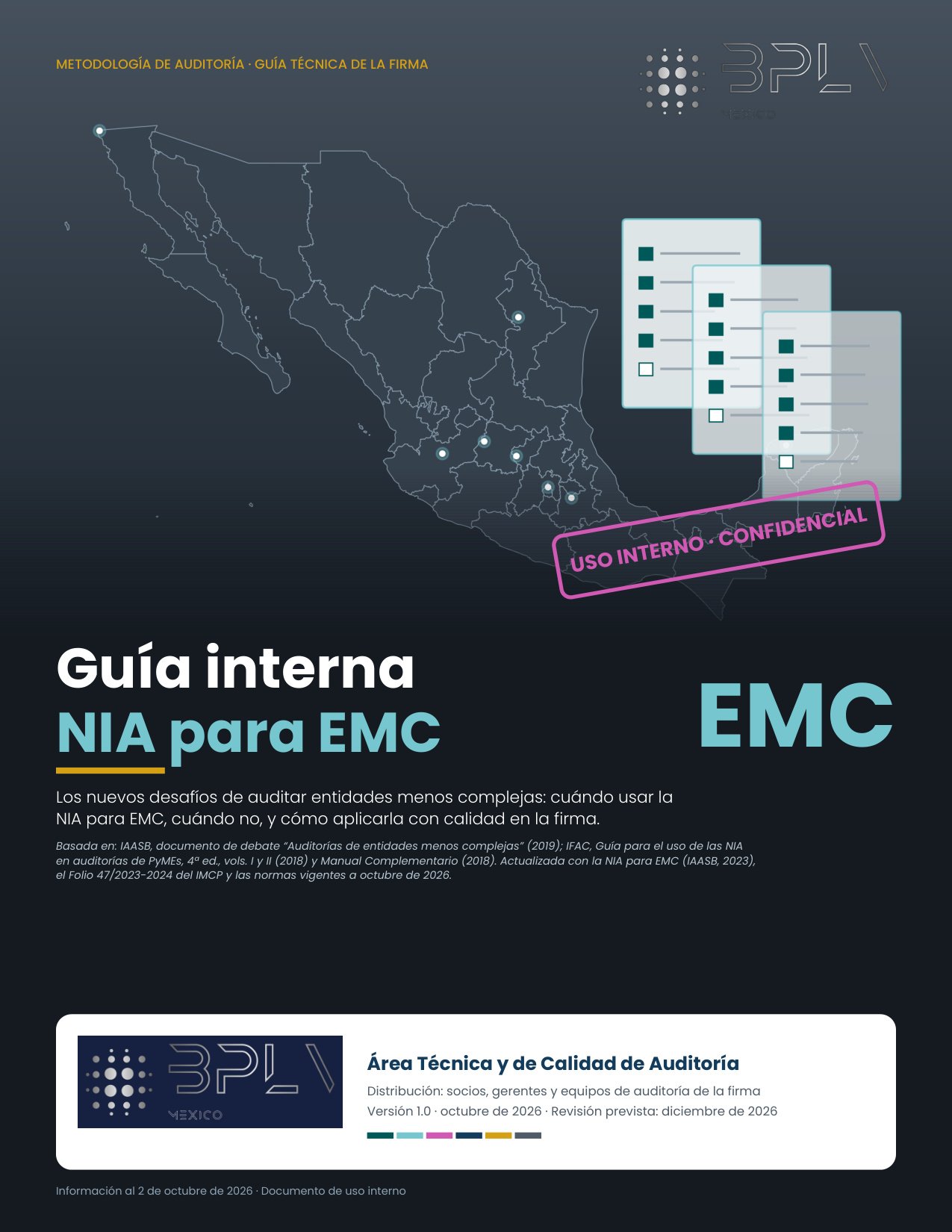 Portada original de la Guía interna NIA para EMC de BPLV México